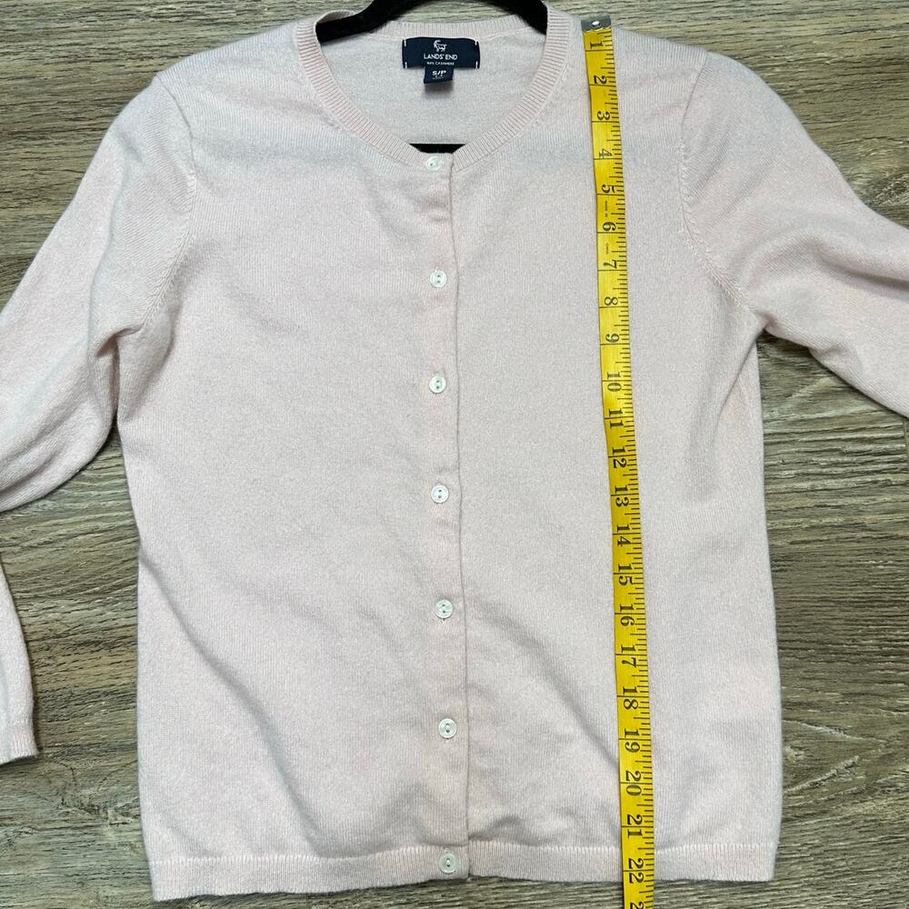 Lands' End 100% Cashmere Cardigan Button Up Sweater Pastel Pink - Size Small - Picture 4 of 6